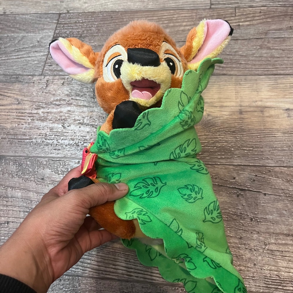 Disney Babies Bambi Plush‎ Swaddle Leaf Blanket Fawn Disney Parks 11 inch